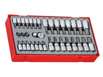 Teng 1/4'' & 3/8'' Dr. Sechskant - MM & AF, Torx & Schraubendreher Bit Steckschlüsselsatz TTBS35