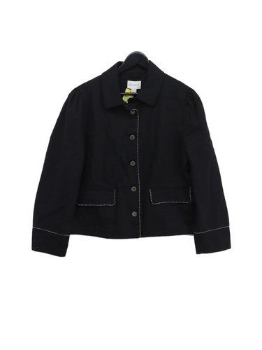 Monsoon Women's Blazer UK 18 Black Cotton with Polyester Overcoat