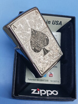 Zippo 28323 Ace of Spades Filigree Black Ice | eBay