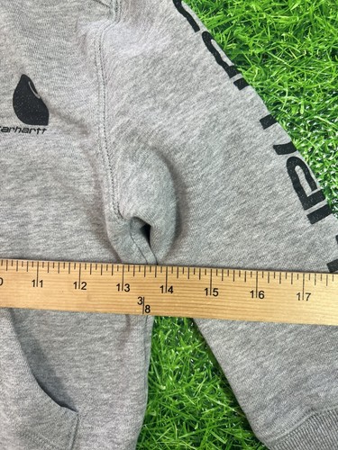 Carhartt Hoodie Kids Size 4 Gray Sleeve Hit Pocket 14 X 16 - Picture 6 of 7