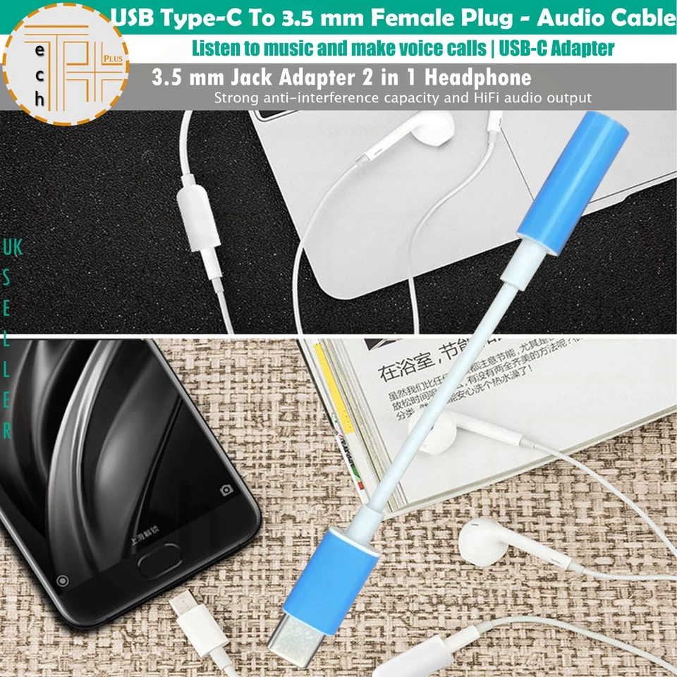 USB Type C to 3.5 mm AUX Audio Headphone Jack Cable Adapter Samsung & iPhone - Image 4 of 4