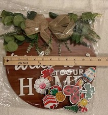 Interchangeable Welcome Home Sign, Seasonal Front Porch Door Decor With Brown