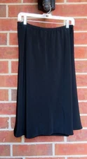 MARK HEISTER Black Heavy Wt. SILK Longer Flared Skirt, Elastic Waist. Silk Lined