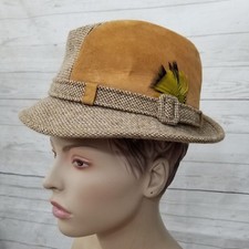 Vintage DOBBS Size 7 1/8 Pace Setter Collection Tweed Brown Suede Fedora Hat