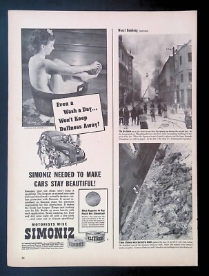 #ad #ad Print Ad 1930#x27;s Nude Naked Woman Bow Hair Sponge Bath Simoniz Kleener $10.04