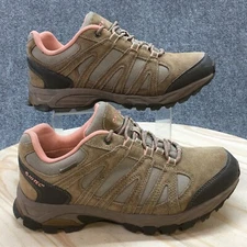 Hi Tec Shoes Womens 10 Alto Outdoor Walking Sneakers Brown Peach Leather Lace Up
