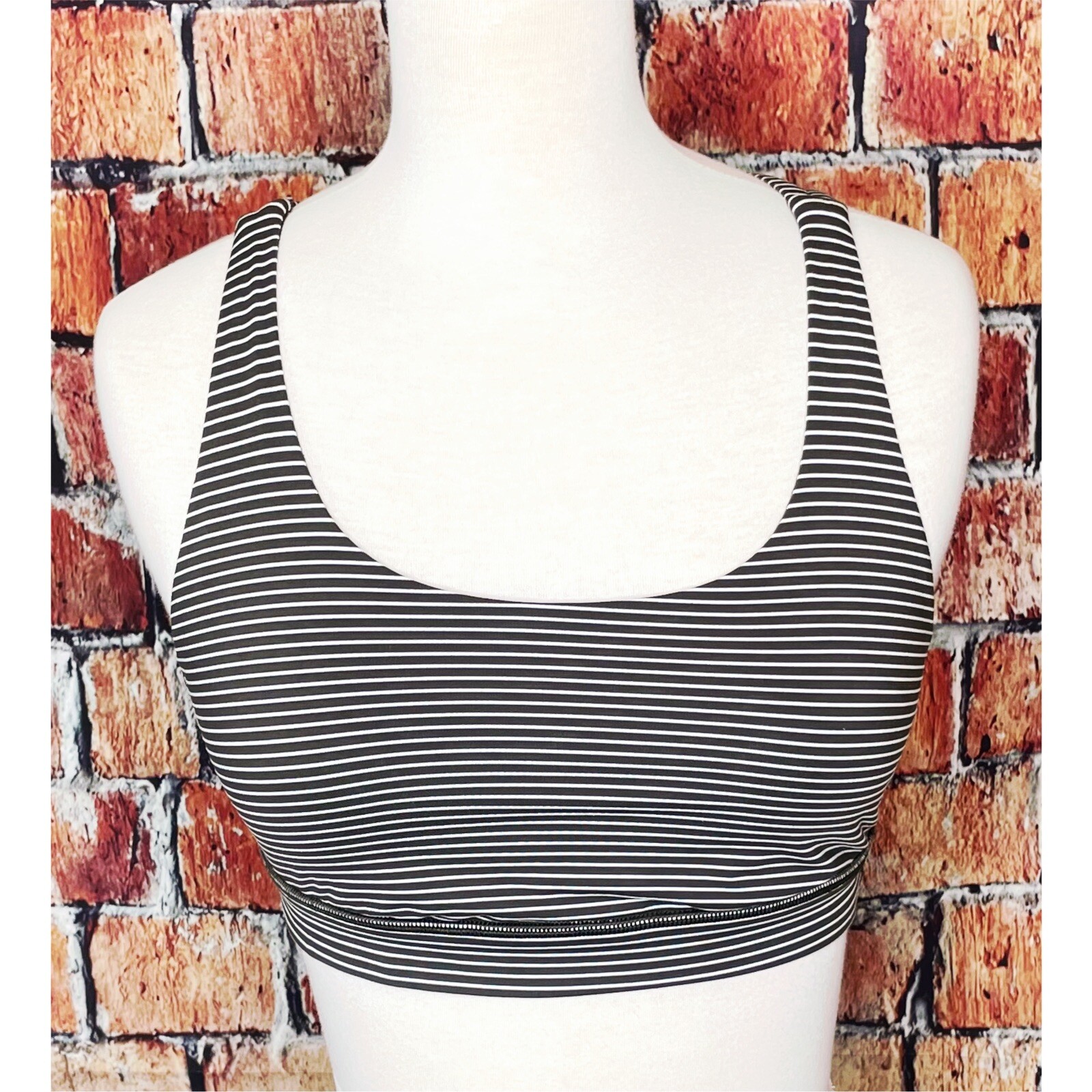 Lululemon Energy Sports Bra Strappy Mod Stripe Olive … Gem