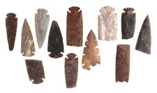 Lot of 12 Handmade Indian Agate Stone Spearheads Arrowhead Points 2.75 - 4"