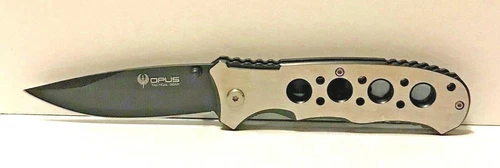 Opus Tactical Knives 8” Folder Knife 3.5" Drop Point 440 Stainless Blade New