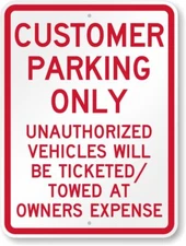 Aluminum Customer Parking Aluminum Weatherproof 8" x 12" Sign p00587