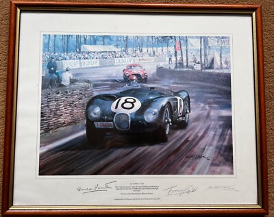 JAGUAR C TYPE MICHAEL TURNER PRINT DUNCAN HAMILTON GP TT AUTO E D LE MANS BRDC F1