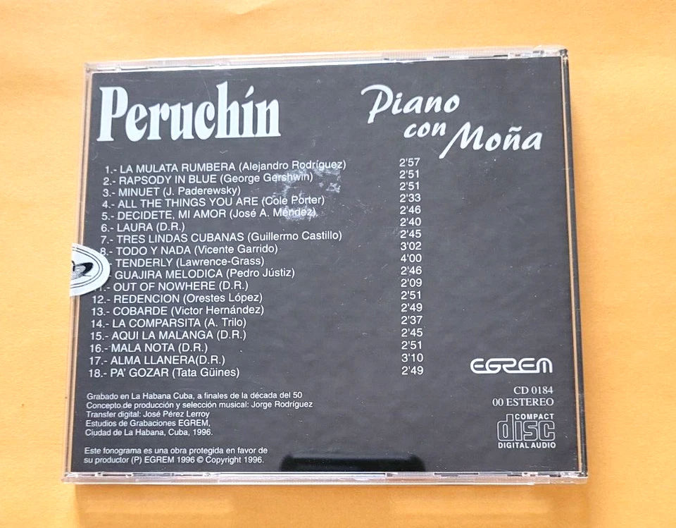 Peruchín – Piano Con Moña CD.NM.Hard to find.Factory Original.EGREM CUBA. - Image 2 of 4