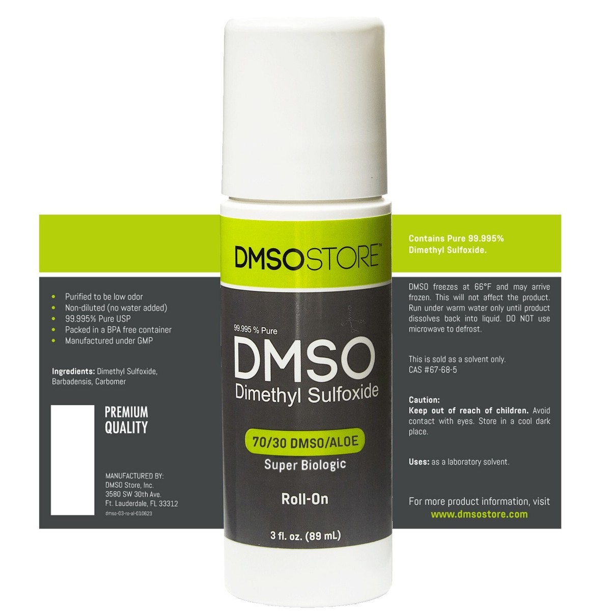 DMSO Store 70/30 DMSO Roll-On With Aloe Vera - 3 Oz (4 Pack) - 99.995%  Pure, Pharma Grade, Low Odor