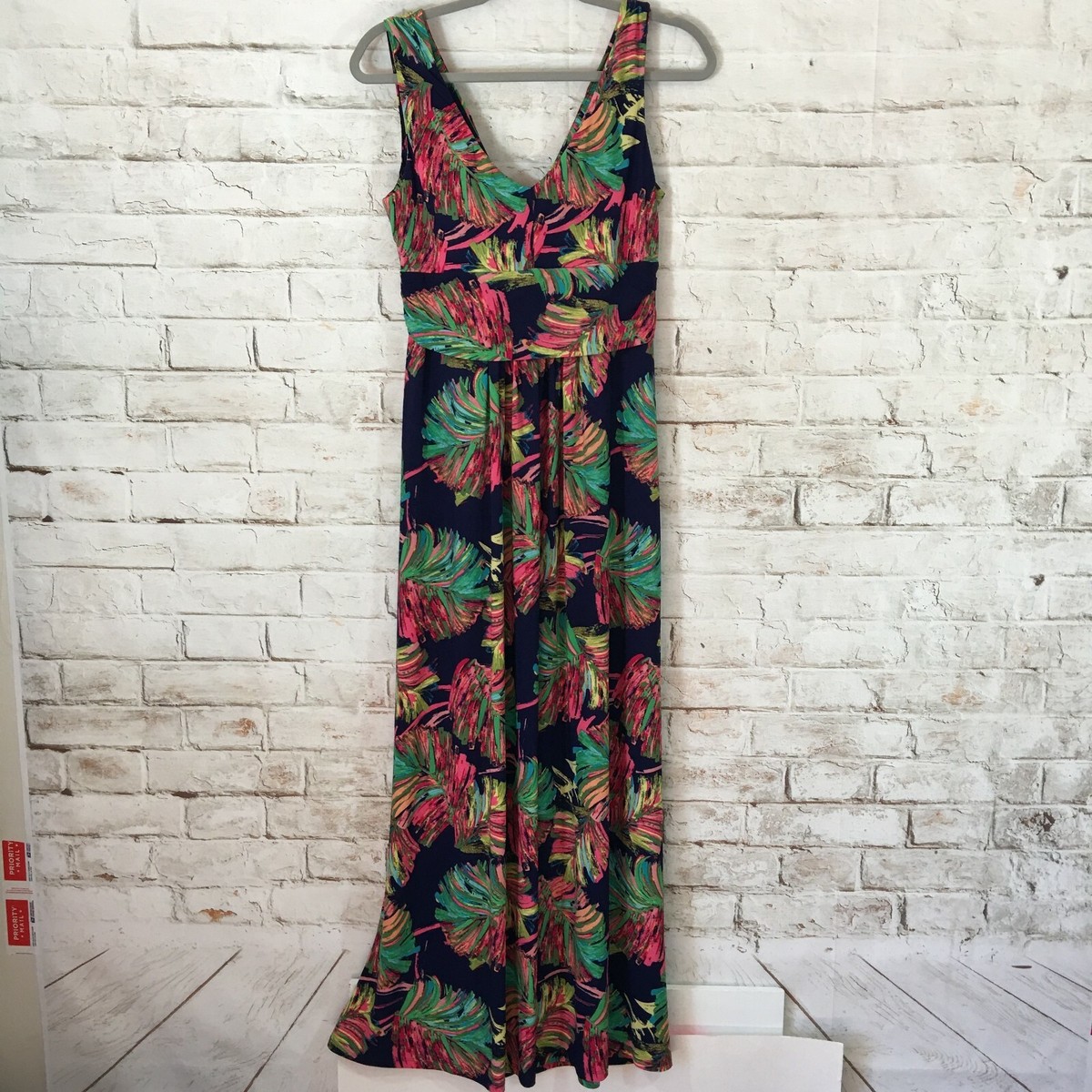 Pappagallo Palm Print Surplice Maxi Dress