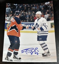 SHAYNE CORSON Squares OFF FIGHTS Scatchard Auto SIGNED 8x10 LEAFS vs ISLANDERS