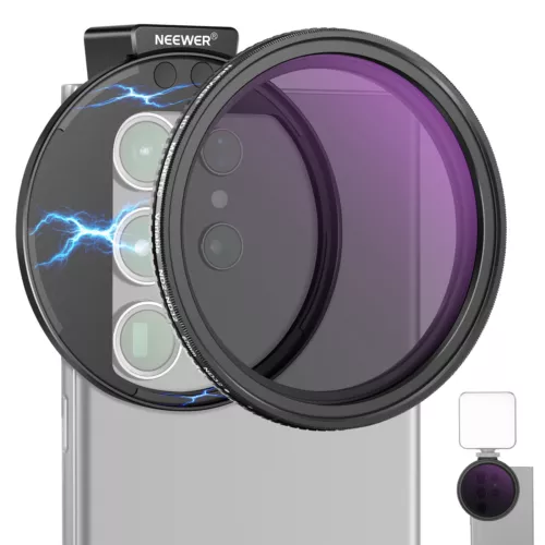 NEEWER 67mm Clip On Variable ND2-ND32 Phone Lens Filter Ki with Magnetic Ring