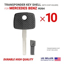 10x Transponder Key Shell Case For Mercedes With Blade Hu64 With Chip Holder
