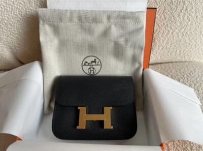 Authentic 2024 NEW HERMÈS Constance Slim Wallet Black Epsom GHW Belt Bag
