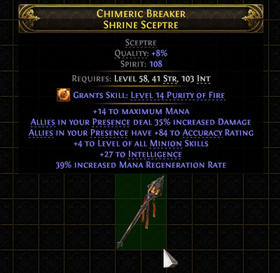  Path Of Exile 2 Early Access Rare Sceptre Lv 58 +4 Minion+Dmg/Ac Aura+Regen