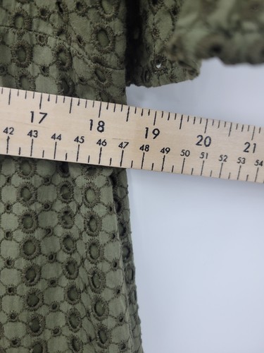 Banana Republic Limited Edition Dress Womens Large Green Eyelet Cold Shoulder - Picture 6 of 7