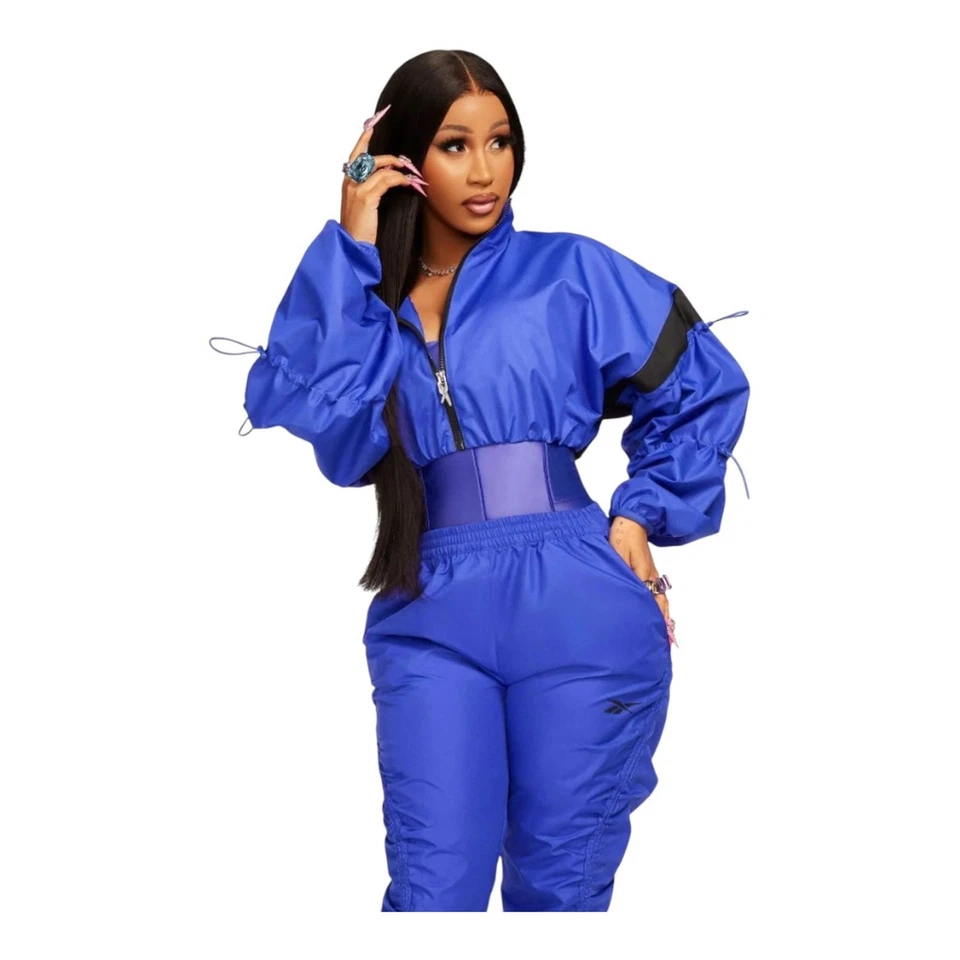 Chaqueta corta tejida Reebok x Cardi B Ultimate púrpura para mujer pequeña nueva Foto 2 de 4