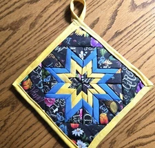 Handmade Folded Star Potholder - "I've Got Sunshine"