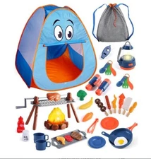 Kids Camping Set Tent Pretend Play Outdoor Indoor Toy for Toddler Christmas Gift