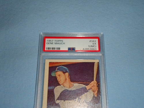 1957 Topps Baseball Card Gene Mauch # 342 PSA Grade Graded 5 (MC) EX 42853863 - Picture 2 of 3