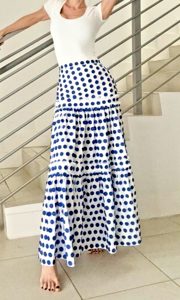 Alexis Maxi Skirt, Blue Polka Dot, XS-image