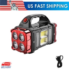 990000000LM LED Searchlight Rechargeable Solar/USB Spotlight Handheld Flashlight
