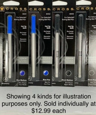 CROSS FELT TIP POROUS ROLLERBALL REFILLS #8422 8441 8442 8443 8444 8017 