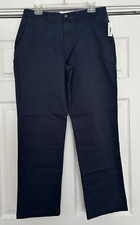 Essentials Men's Classic Flat Front Chino Pants Navy Blue Size 32W x 30L