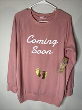 Maternity Sweatshirt Pullover Lightweight Fleece Lined Womens Large Pink NWT