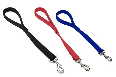 Traffic Lead Extra Strong Short Dog Control Leash Double Nylon Handle 1'' x 24'' 