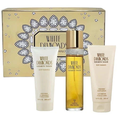 White Diamonds by Elizabeth Taylor 3pc Set 3.3 EDT + 3.3 BL + 3.3 BW Women NIB