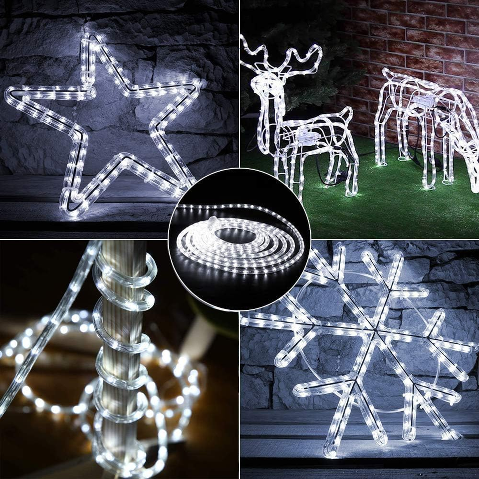 LED Rope Lights Outdoor, 100Ft 720 LED Christmas Tube String Lights, 8