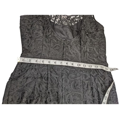 Ann Taylor 10 Black Lace/Silk Piping Knee Length with Back Zipper Dress 24i - Picture 7 of 12