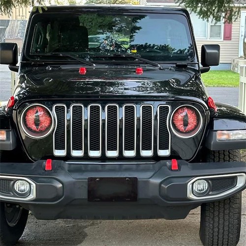 Round 3D Stereo Beast Eyes Headlight Decals for Jeep Truck Headlights Sticker - Picture 16 of 23