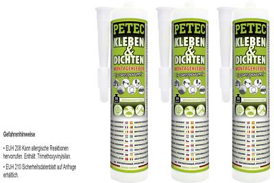 3x Petec Kleben & Dichten Montagekleber Ecoline transparent 290ml