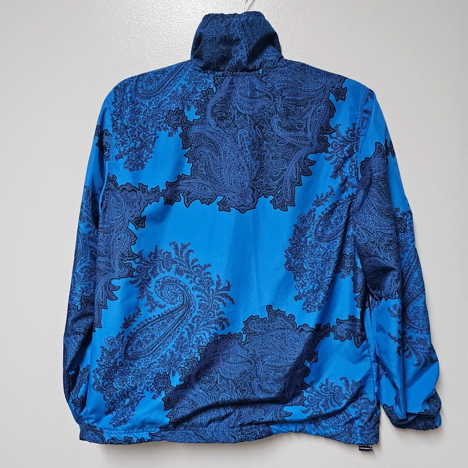 Jaqueta de atletismo feminina Three Hearts corta-vento azul paisley zíper completo tamanho médio - Imagem 4 de 4