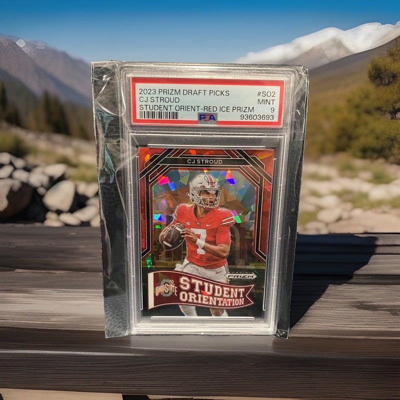 2023 Panini Prizm Draft Picks Student Orientation Red Ice #SO2 CJ Stroud PSA 9