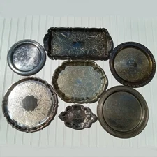 Silverplate Serving Trays Platters LOT OF 7 Vintage Silverplated Dishes Oneida
