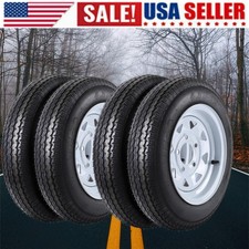 4 Pack 12 Rims Trailer Tires 4.80-12 4.80x12 Tire 5 Lug On 4.5 Load Range
