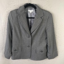 Pendleton Blazer Womens 10 Gray 100 Virgin Wool Two Button Lined Career