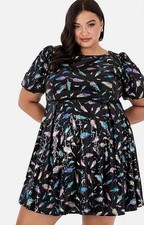 LOVEDROBE Luxe Sequin Feather Mini Bow Back Dress in Black UK24 Plus  (fmn26-26)