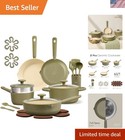 Green Ceramic Cookware Set (21 Pieces) - Toxic Free Nonstick Kitchen Essential