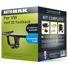 Pacco Gancio traino fisso per VW Golf III Fastback 89- e un e-kit uni a 7 poli