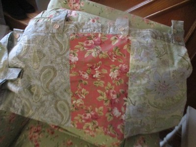 2 GREENLAND BLOOMING PRAIRIE PATCHWORK Floral TAB TOP  VALANCES  84 X 18