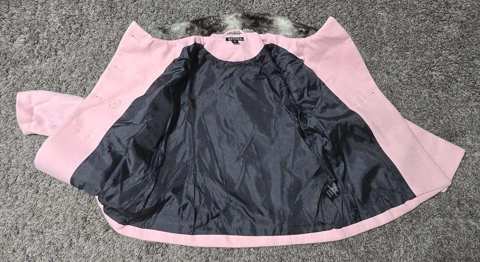 Chaqueta Abrigo George Girls Rosa Doble Pecho Pavo Real con Cuello de Piel Sintética Talla 7/8 M Foto 4 de 4