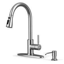 Kitchen Faucet with 3 Modes, Soap Dispenser  High-Arc Pull Down Sprayer